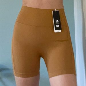 Adidas IVY PARK High Waisted Camel Bike Shorts NWT